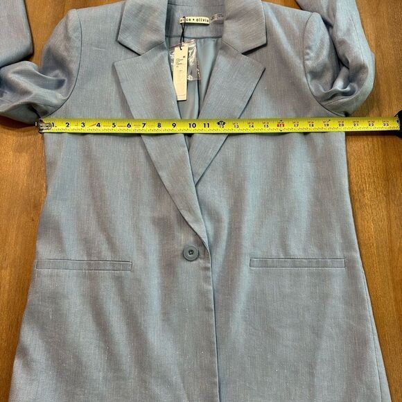Alice + Olivia Denny‎ Blazer Linen Blend Chambray One Button Size 8 - Picture 5 of 14